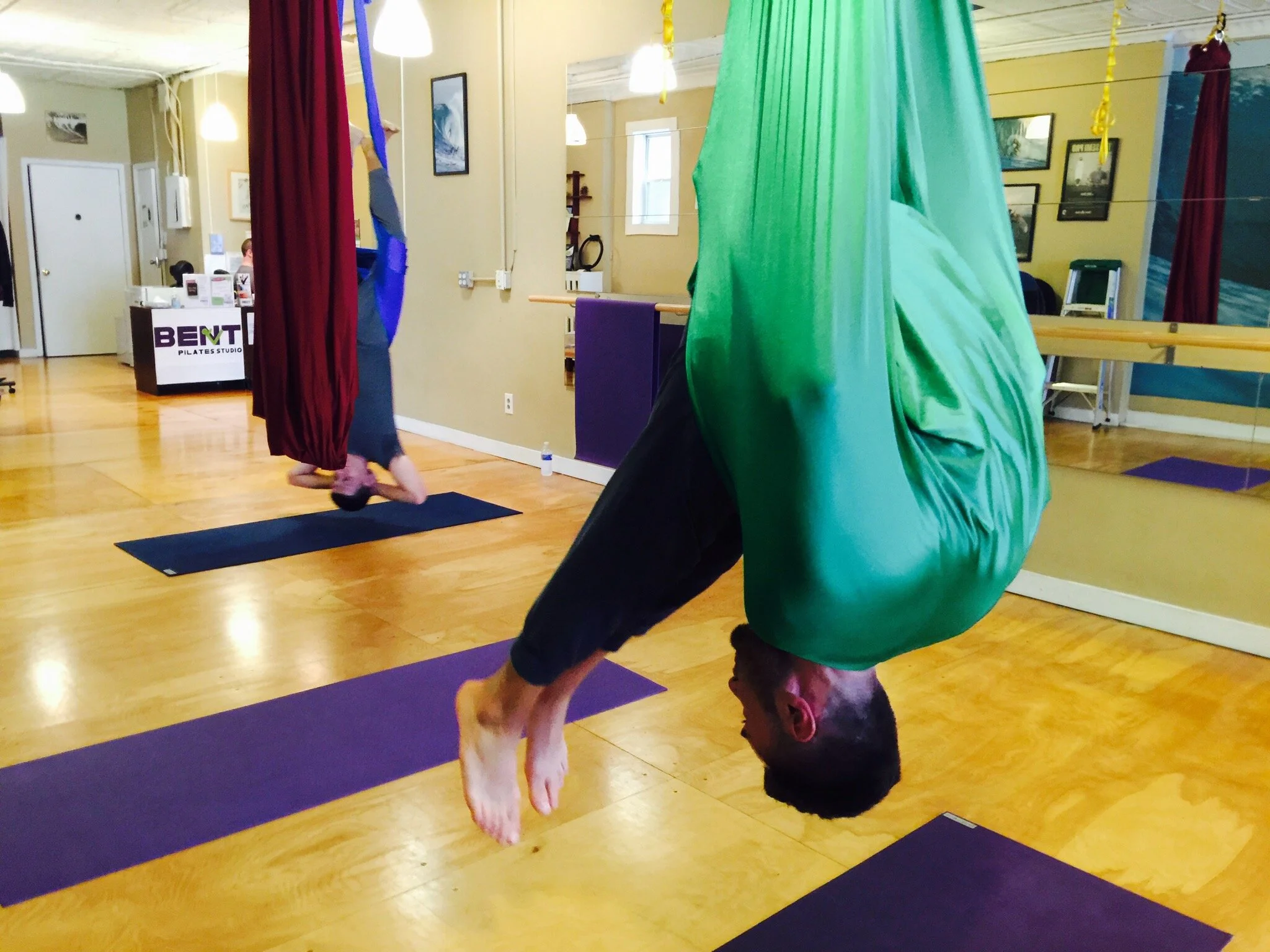 Aerial Pilates toe touch