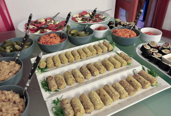 Organic meal spread at the retreat
